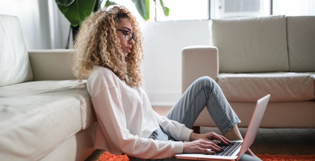 Woman working on a laptop