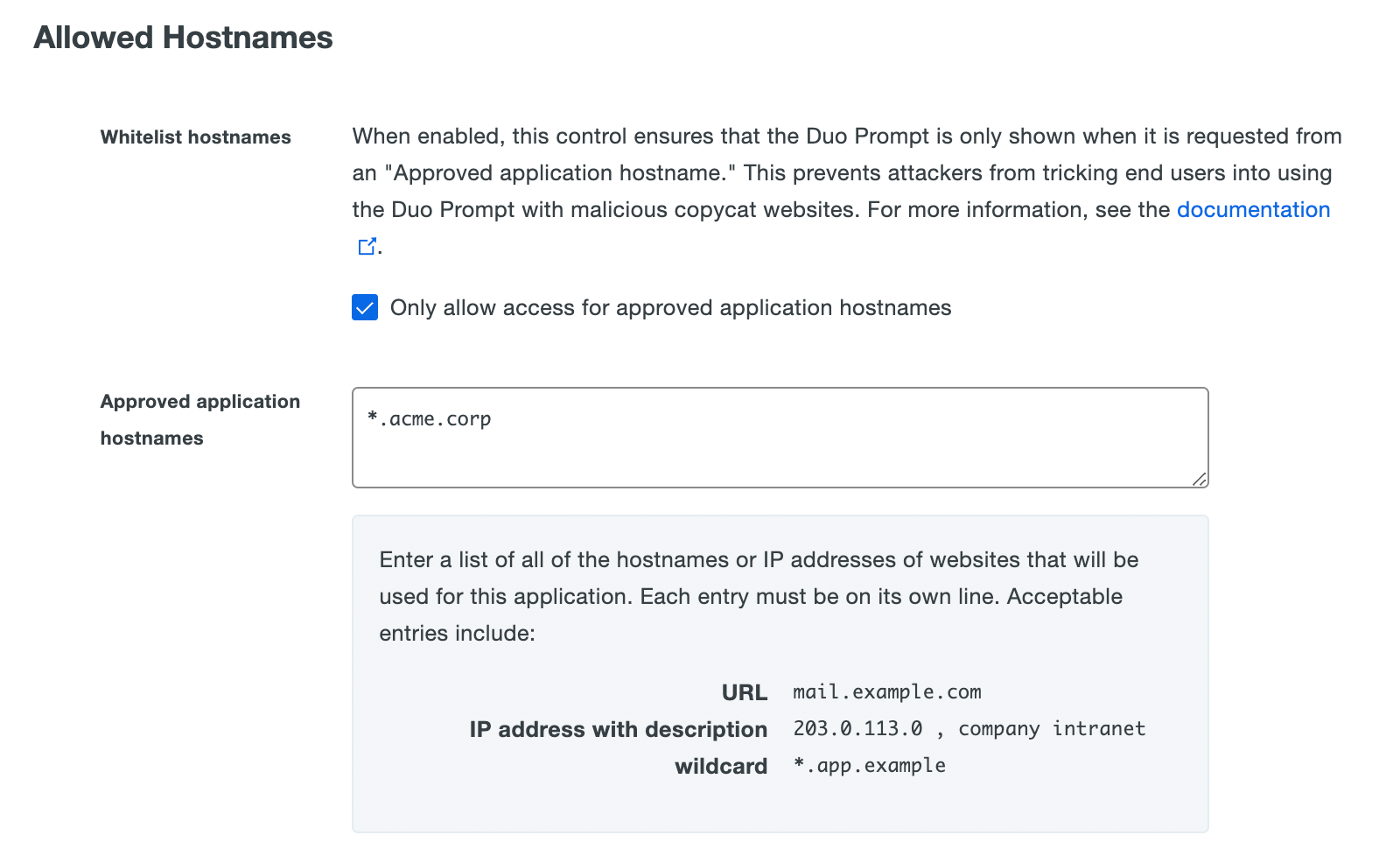 Allowed Hostnames