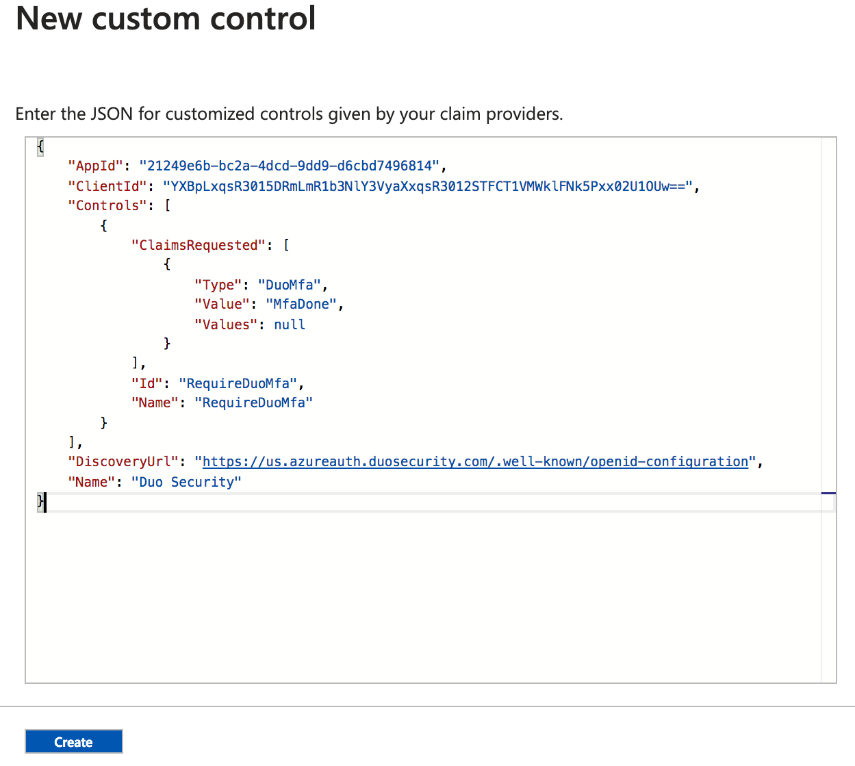 Duo Entra ID CA Custom Control JSON Input