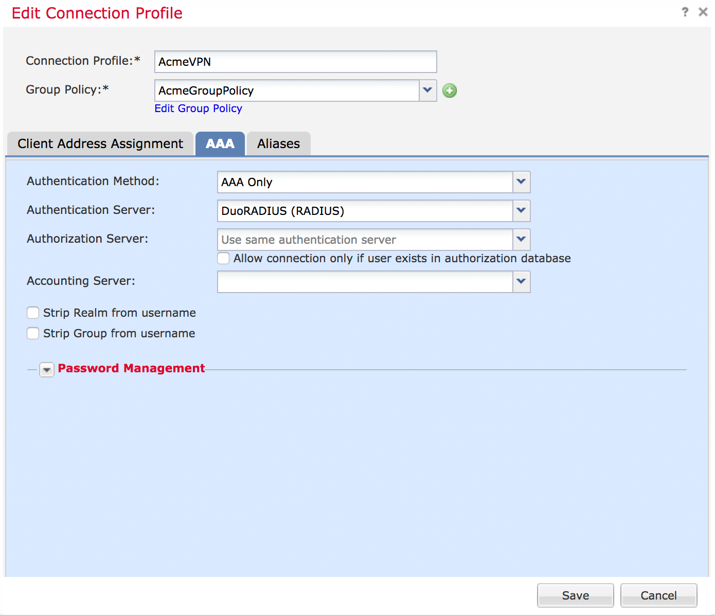 FMC Update VPN Connection Profile for Duo RADIUS