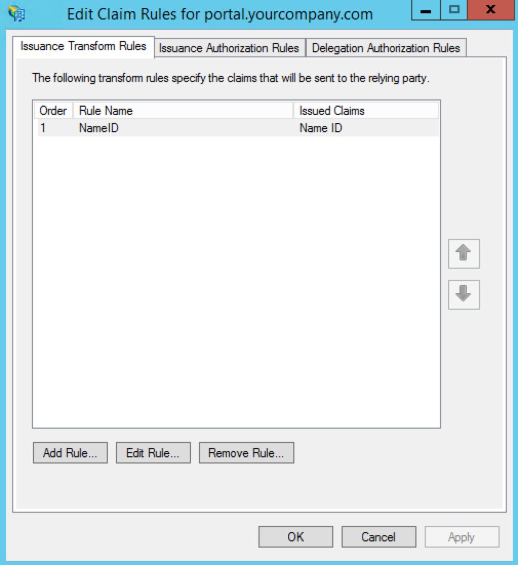 Configure AD FS Claim Rules