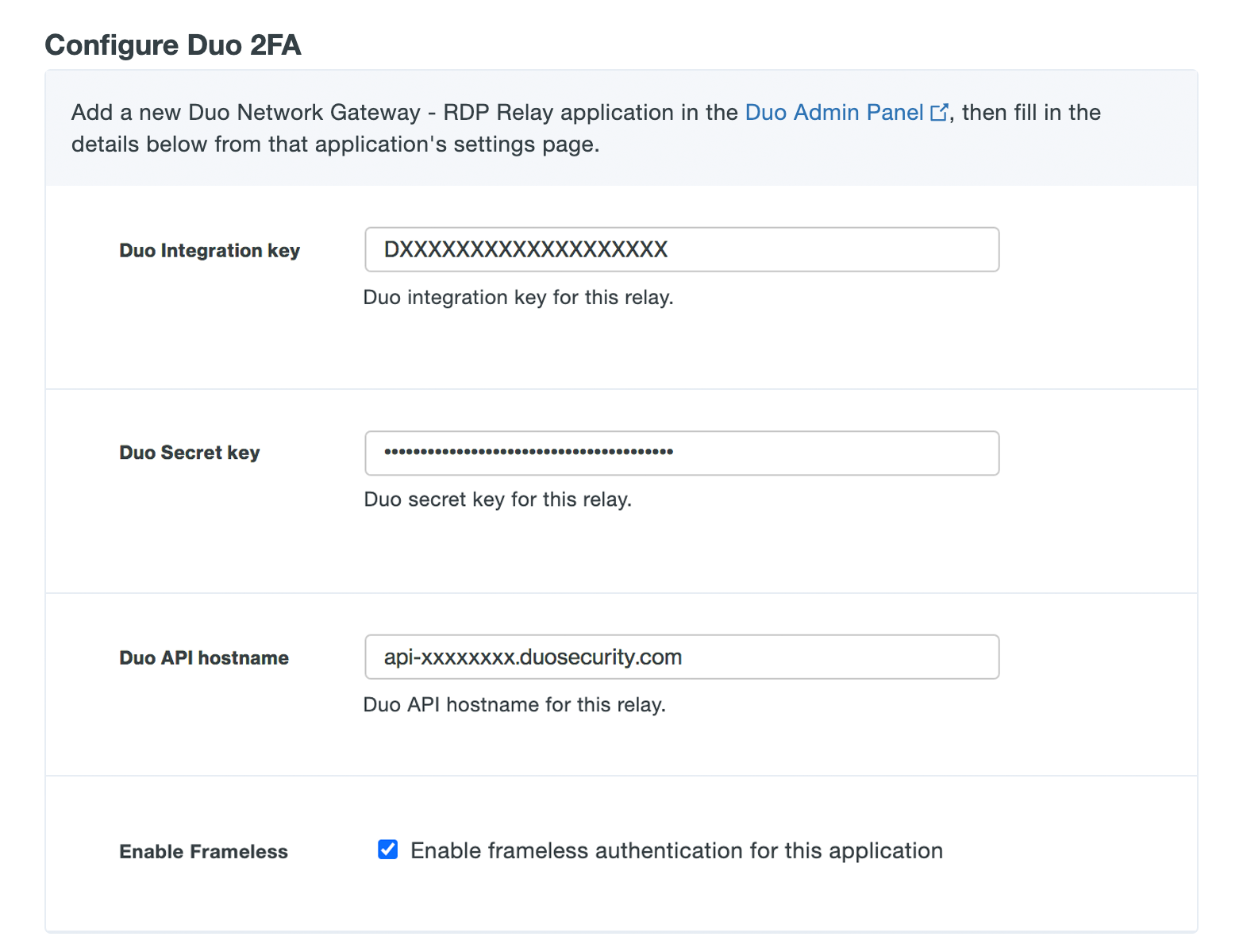 Configure Duo Network Gateway RDP Application with Duo Keys