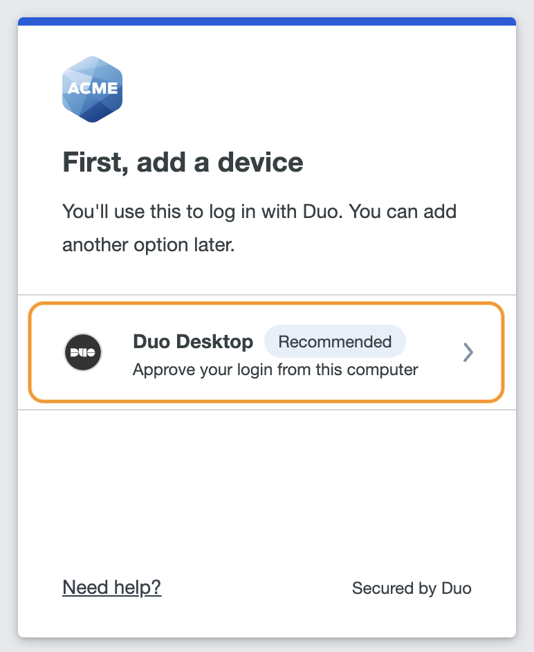 Enrolling Duo Desktop Authentication