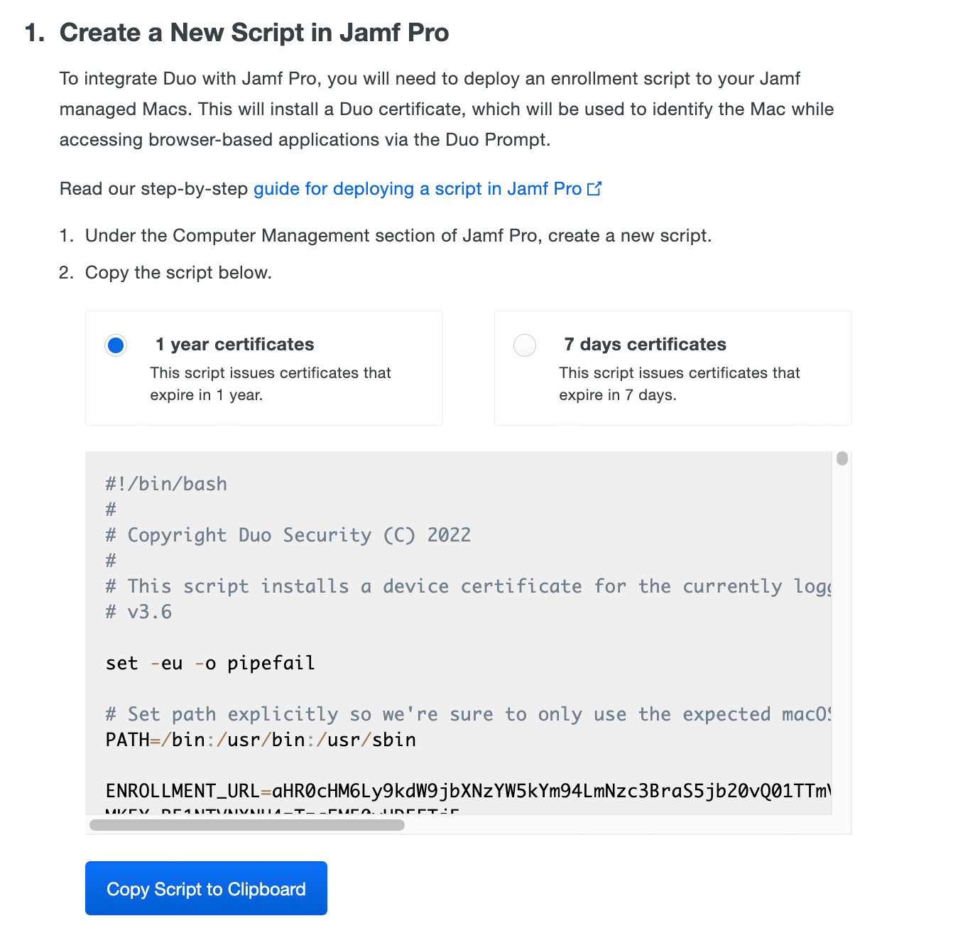 Jamf Script in Duo Admin Panel