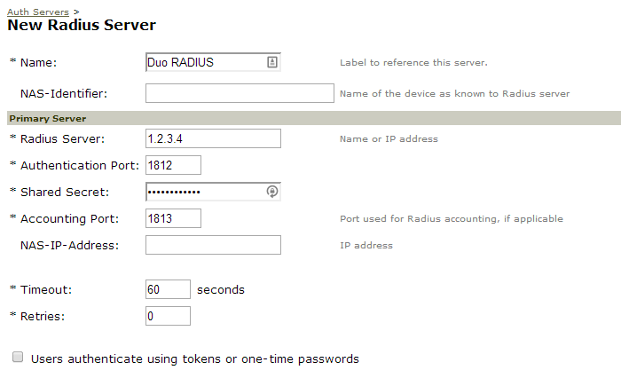 New Radius Server