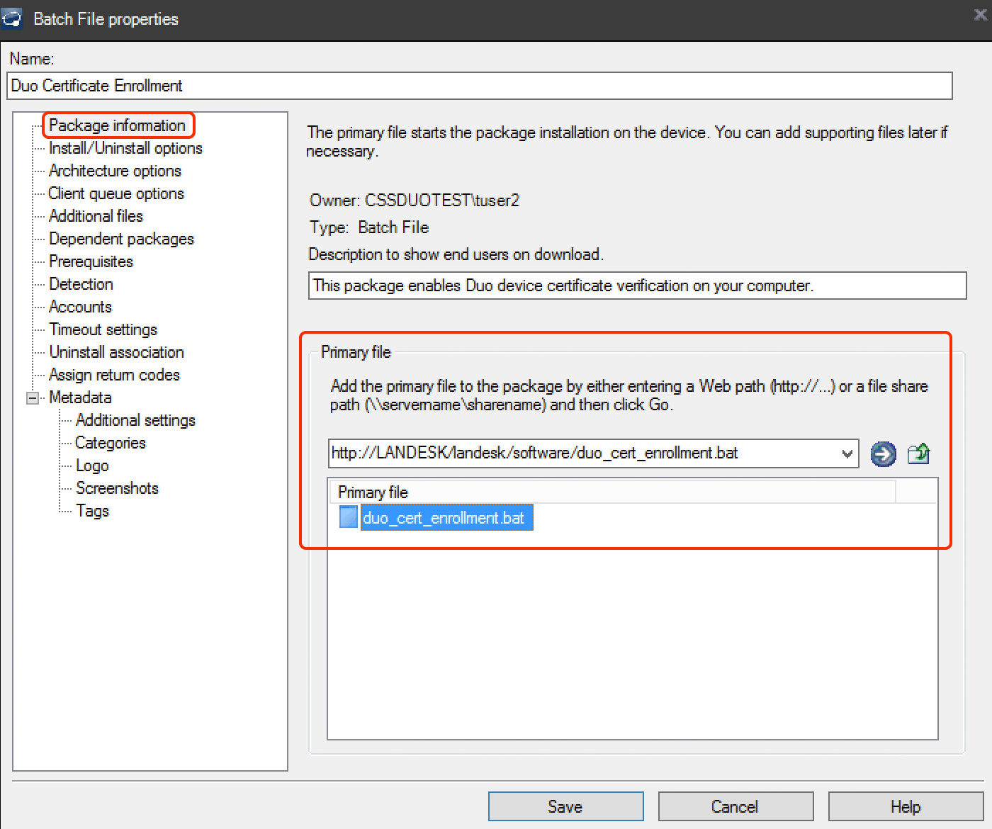 LANDESK Package - Primary File