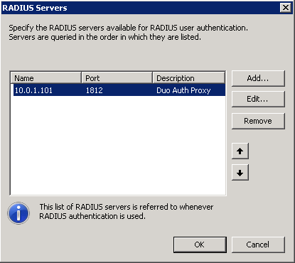 List RADIUS Servers