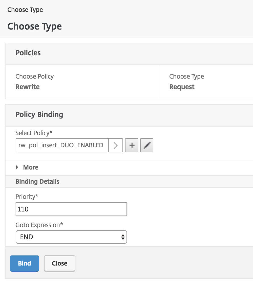 Bind second Duo rewrite policy