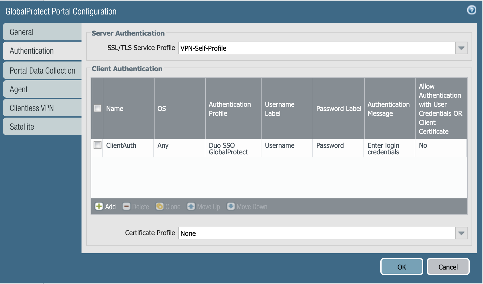 Palo Alto Networks Portal Configuration