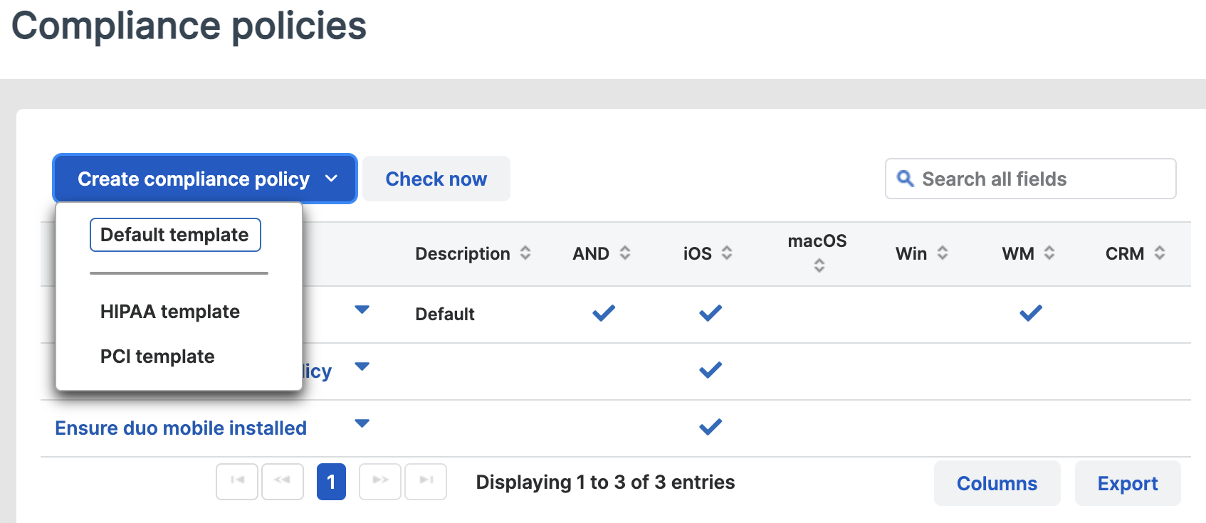 New Sophos Mobile Compliance Policy