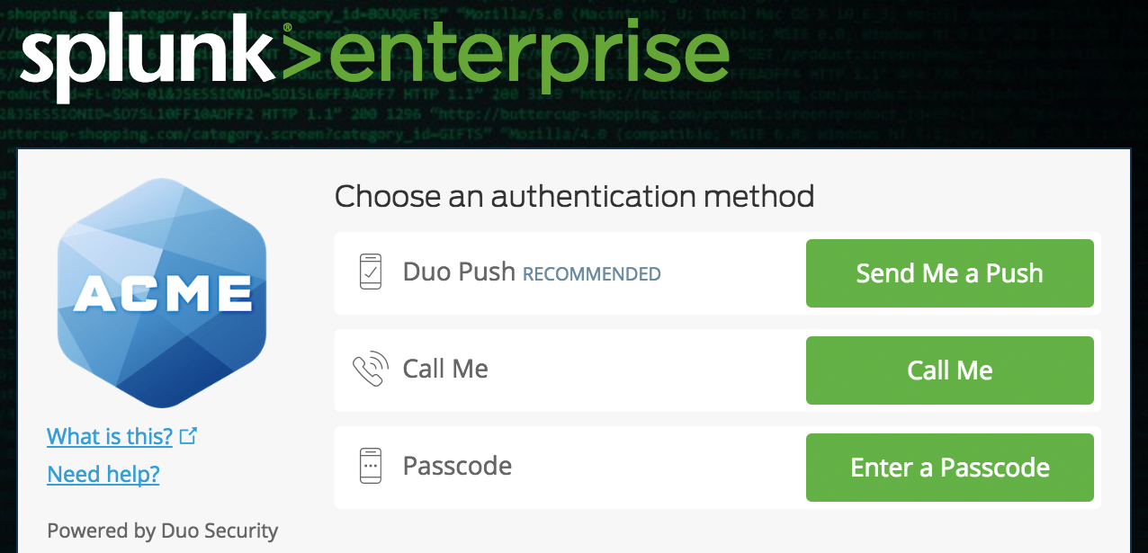 Splunk Login with Duo