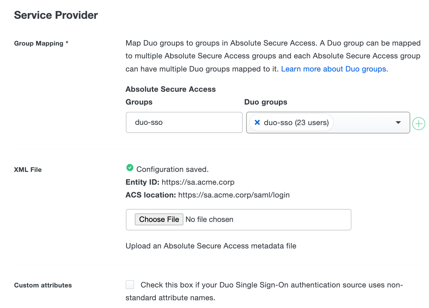 Absolute Secure Access Group Mapping