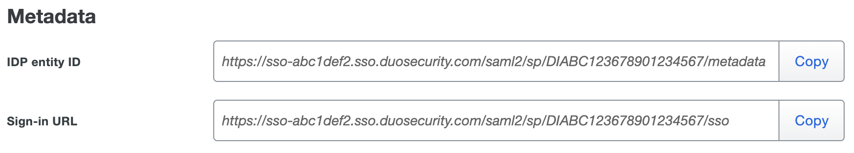 Duo Apigee X Metadata URLs