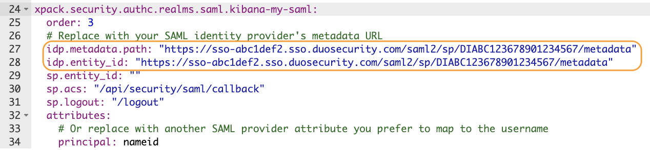 Duo Elastic Metadata URLs copied into Elastic