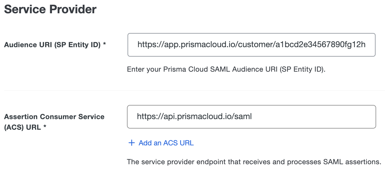 Duo Palo Alto Prisma Service Provider Fields