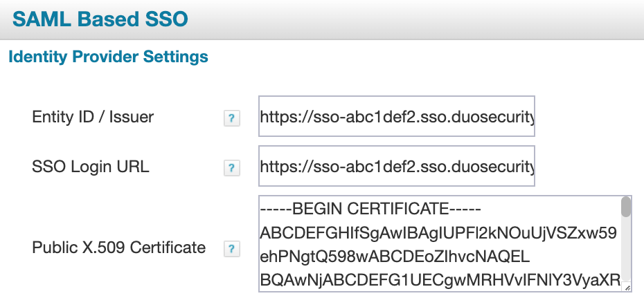 SailPoint IdentityIQ Identity Provider Settings Section