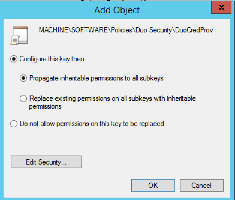 Duo Windows Logon Policy Registry Permissions