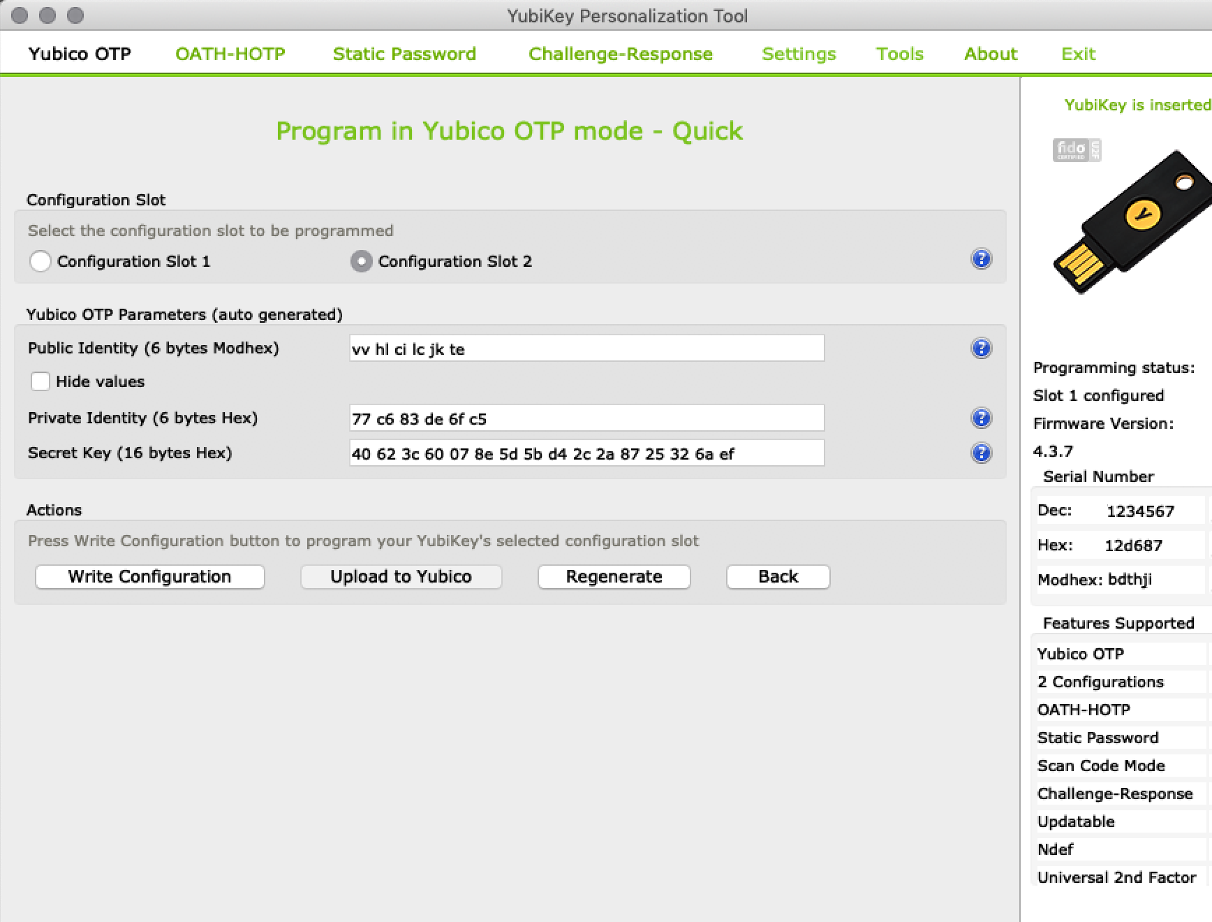 Yubico OTP Quick Program